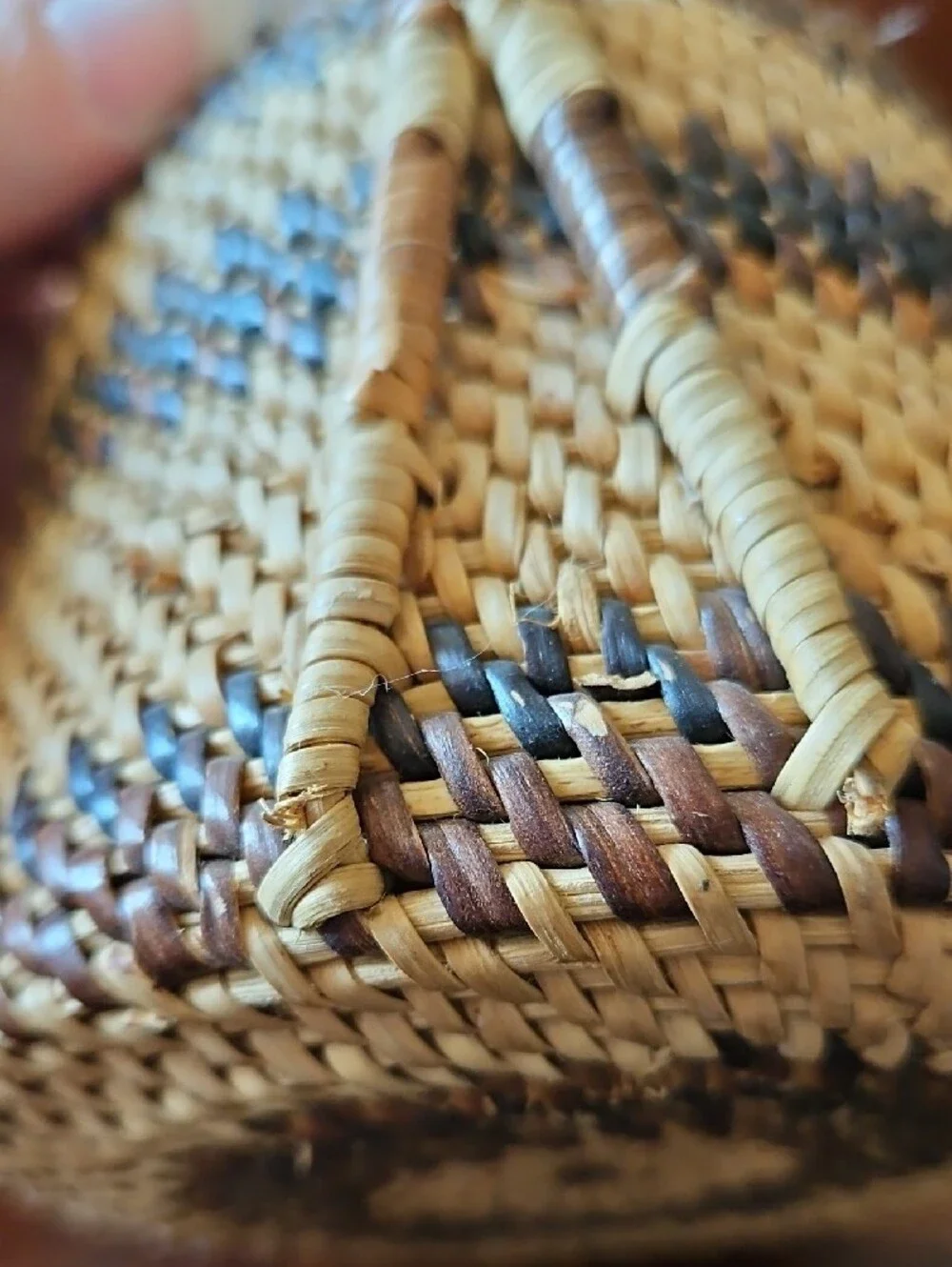VTG Tohono O'odham Papago Native American Handled Coiled Basket Southwest Desert